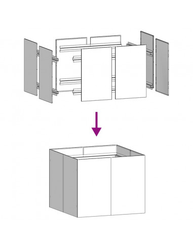 Fioriera 100x100x80 cm in Acciaio Zincato