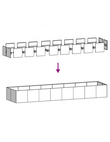 Fioriera 360x80x40 cm in Acciaio Zincato