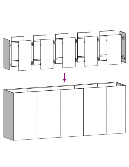 Fioriera Antracite 200x40x80 cm in Acciaio Laminato a Freddo