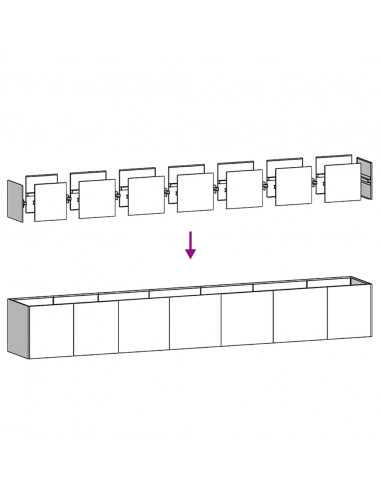 Fioriera Antracite 280x40x40 cm in Acciaio Laminato a Freddo
