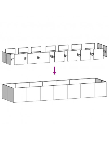 Fioriera Antracite 280x80x40 cm in Acciaio