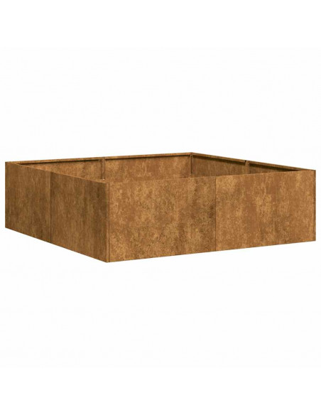 Fioriera Arrugginita 100x100x30 cm in Acciaio Corten