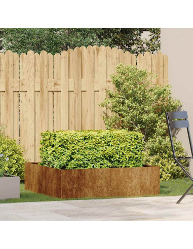 Fioriera Arrugginita 100x100x30 cm in Acciaio Corten