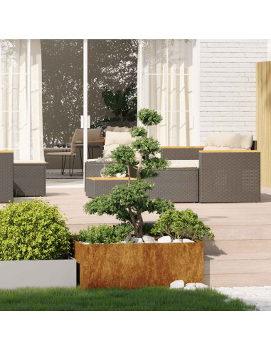 Fioriera Arrugginita 100x100x40 cm in Acciaio Corten