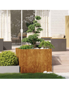 Fioriera Arrugginita 100x100x80 cm in Acciaio Corten 2