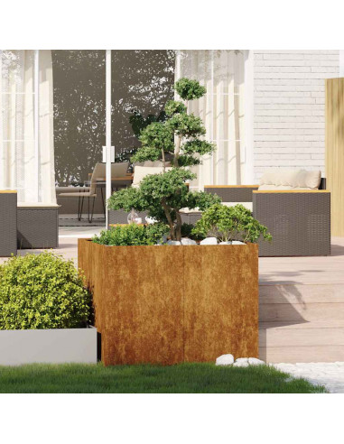 Fioriera Arrugginita 100x100x80 cm in Acciaio Corten