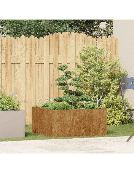 Fioriera Arrugginita 80x80x40 cm in Acciaio Corten