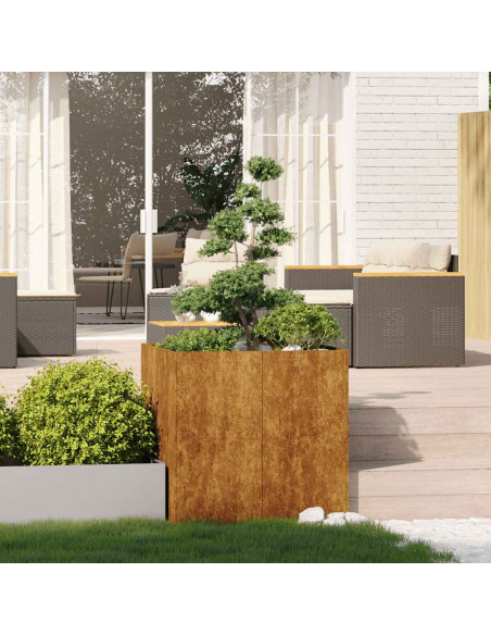 Fioriera Arrugginita 80x80x80 cm in Acciaio Corten