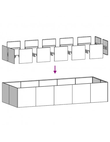 Fioriera Nera 200x80x40 cm in Acciaio