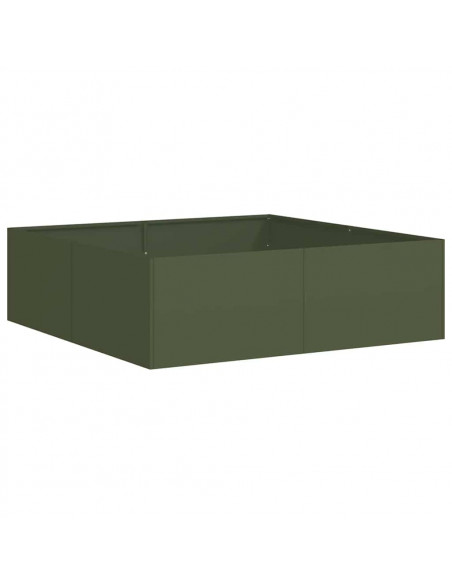 Fioriera Verde Oliva 100x100x30 cm in Acciaio