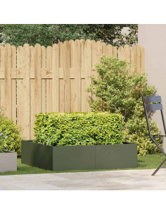 Fioriera Verde Oliva 100x100x30 cm in Acciaio 2