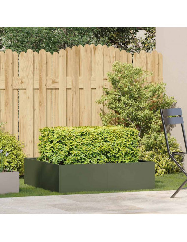 Fioriera Verde Oliva 100x100x30 cm in Acciaio