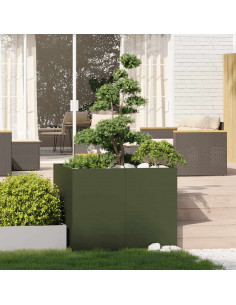 Fioriera Verde Oliva 100x100x80 cm in Acciaio 2