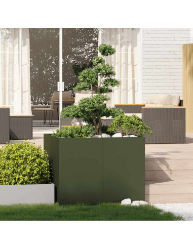 Fioriera Verde Oliva 100x100x80 cm in Acciaio