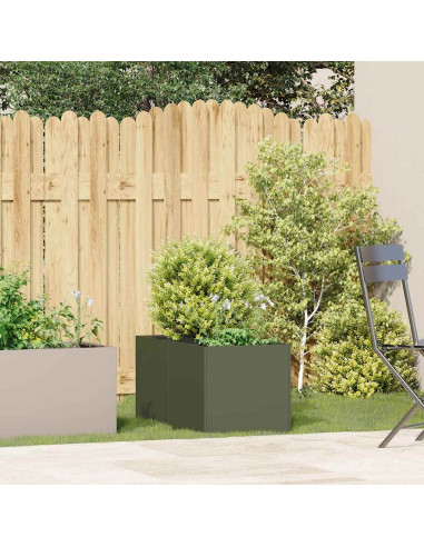 Fioriera Verde Oliva 40x80x40 cm in Acciaio Laminato a Freddo