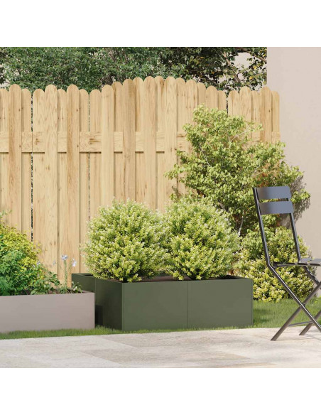 Fioriera Verde Oliva 80x80x30 cm in Acciaio