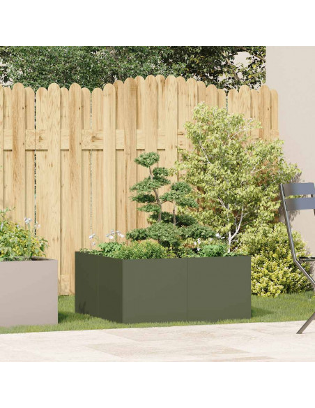 Fioriera Verde Oliva 80x80x40 cm in Acciaio Laminato a Freddo
