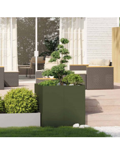 Fioriera Verde Oliva 80x80x80 cm in Acciaio 2