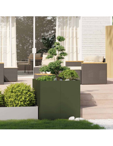 Fioriera Verde Oliva 80x80x80 cm in Acciaio