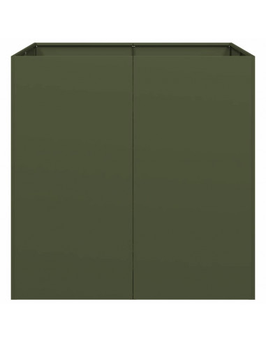 Fioriera Verde Oliva 80x80x80 cm in Acciaio