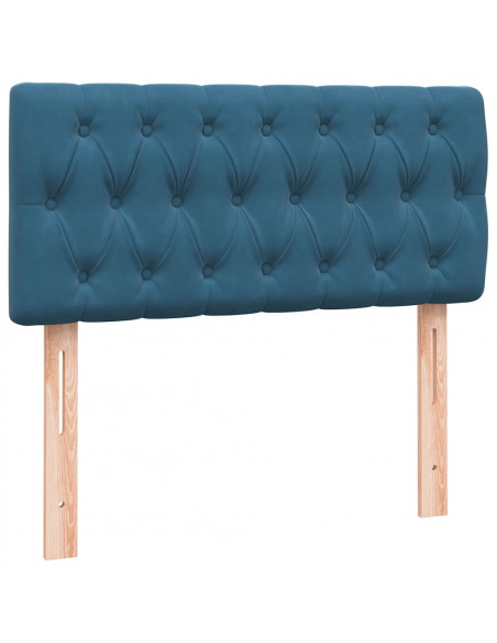 Letto a Molle con Materasso e LED Blu Scuro 80x220 cm Velluto