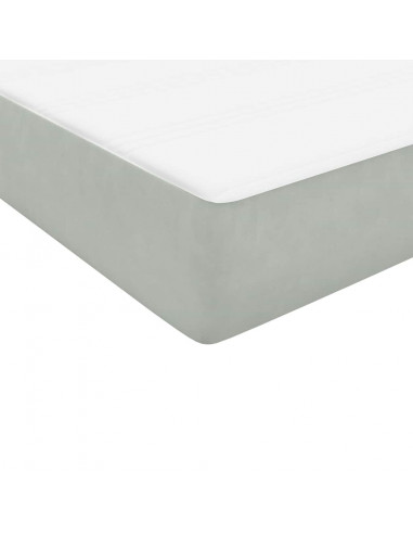 Letto a Molle con Materasso e LED Grigio Chiaro 80x220 cm Velluto