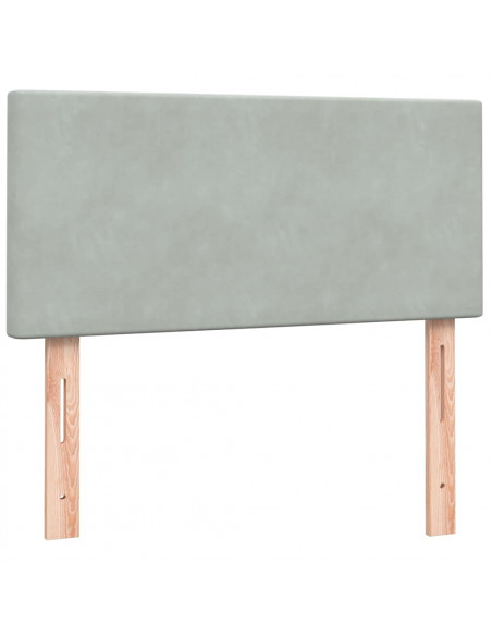 Giroletto a Molle con Materasso Grigio Chiaro 90x220 cm Velluto