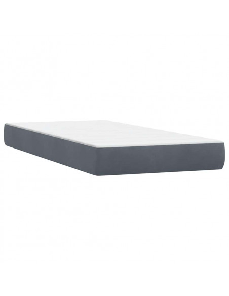 Giroletto a Molle con Materasso Grigio Scuro 80x220 cm Velluto