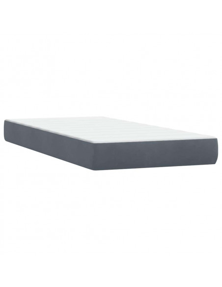Giroletto a Molle con Materasso Grigio Scuro 80x220 cm Velluto