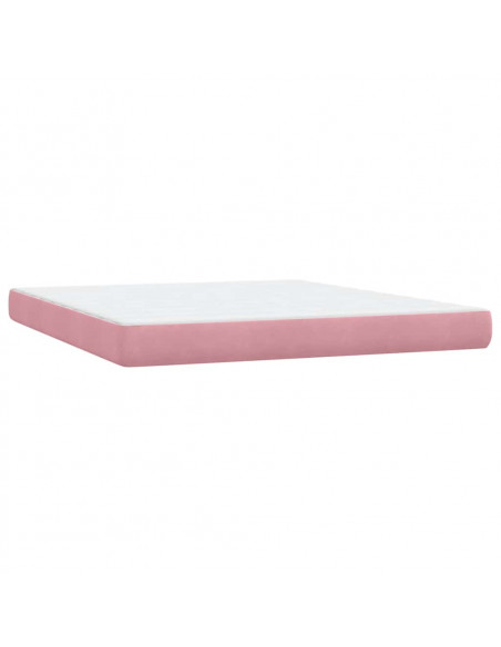 Giroletto a Molle con Materasso Rosa 180x220 cm in Velluto
