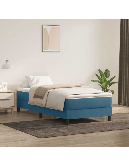 Giroletto a Molle senza Materasso Blu Scuro 100x210 cm Velluto