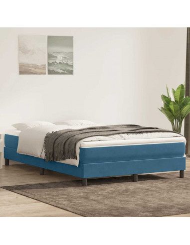 Giroletto a Molle senza Materasso Blu Scuro 140x210 cm Velluto
