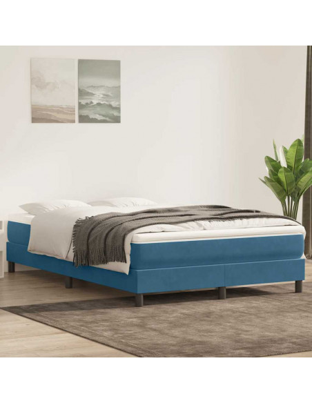 Giroletto a Molle senza Materasso Blu Scuro 140x210 cm Velluto
