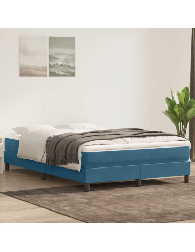 Giroletto a Molle senza Materasso Blu Scuro 160x210 cm Velluto