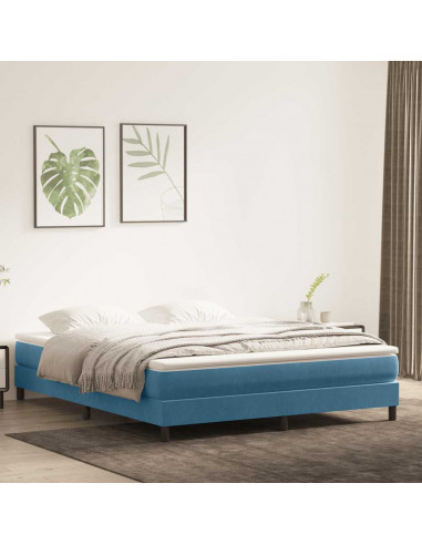 Giroletto a Molle senza Materasso Blu Scuro 180x210 cm Velluto