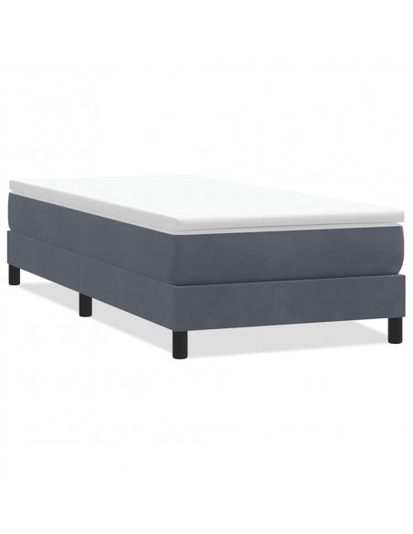 Giroletto a Molle senza Materasso Grigio Scuro 80x210cm Velluto