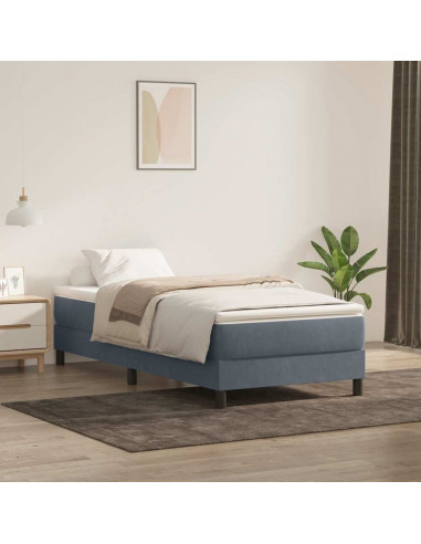 Giroletto a Molle senza Materasso Grigio Scuro 80x210cm Velluto