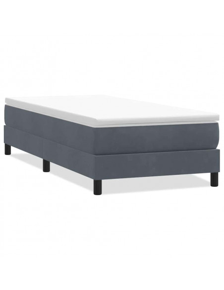 Giroletto a Molle senza Materasso Grigio Scuro 90x210cm Velluto
