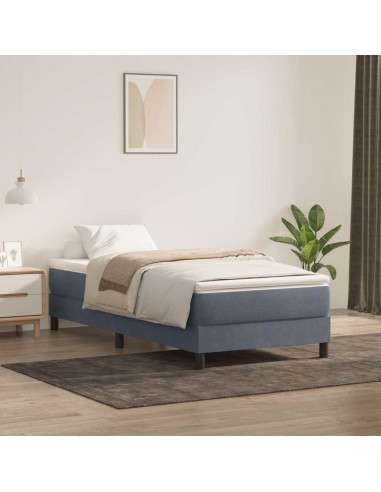 Giroletto a Molle senza Materasso Grigio Scuro 90x210cm Velluto