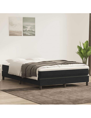 Giroletto a Molle senza Materasso Nero 140x210 cm in Velluto