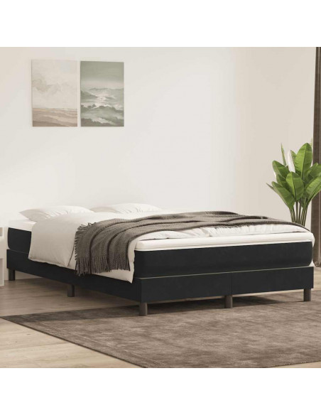 Giroletto a Molle senza Materasso Nero 140x210 cm in Velluto