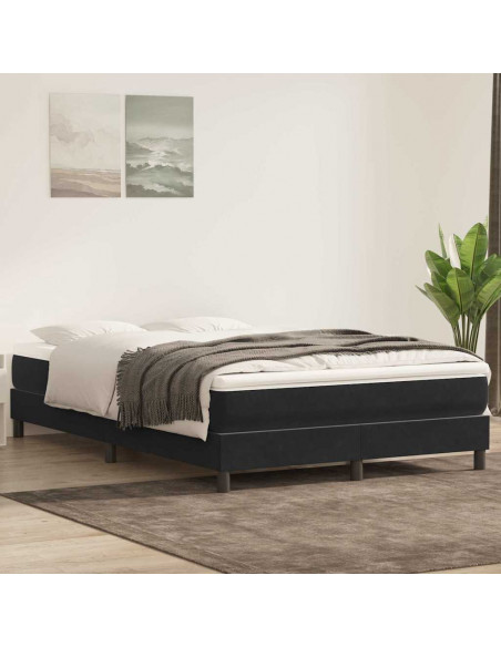 Giroletto a Molle senza Materasso Nero 160x210 cm in Velluto