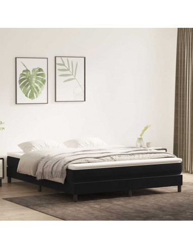 Giroletto a Molle senza Materasso Nero 180x210 cm in Velluto