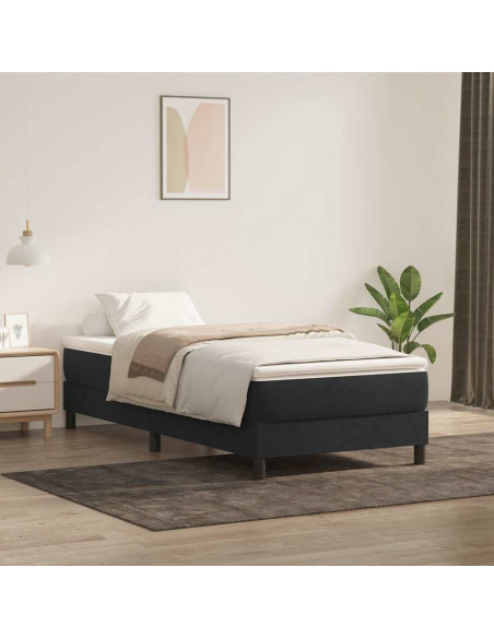 Giroletto a Molle senza Materasso Nero 90x210 cm in Velluto
