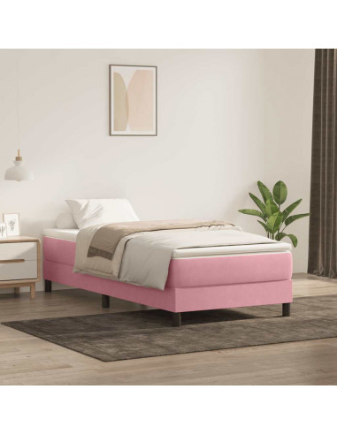 Giroletto a Molle senza Materasso Rosa 100x210 cm in Velluto