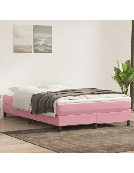 Giroletto a Molle senza Materasso Rosa 140x210 cm in Velluto