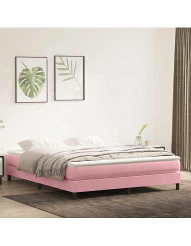 Giroletto a Molle senza Materasso Rosa 180x210 cm in Velluto
