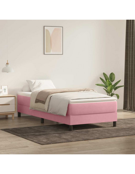 Giroletto a Molle senza Materasso Rosa 90x210 cm in Velluto