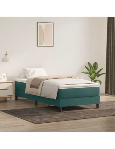 Giroletto a Molle senza Materasso Verde Scuro 100x210cm Velluto