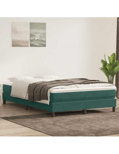 Giroletto a Molle senza Materasso Verde Scuro 140x210cm Velluto